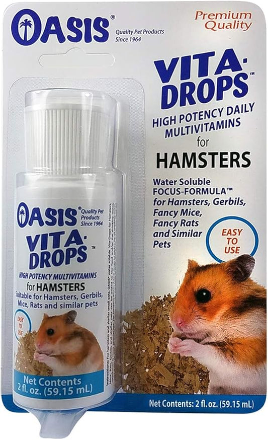 Oasis Hamster Vita-Drops All-in-1 Multivitamins - Daily Vitamin Supplement Supports Healthy Bones & Teeth, Joints & Digestion, Promotes Healthy Skin Coat, Orange Flavor, 2-Ounces Kordon