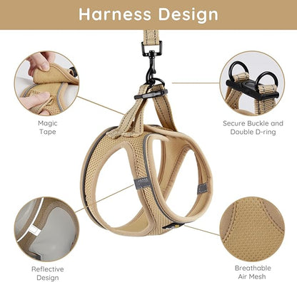 BELLA & PAL Puppy Harness with Leash Set, Dog Harness for Small Dogs No Pull, Dog Leash for Small Dogs, Step in Harness for Extra Small Dogs, Khaki Harness, XS BELLAPAL