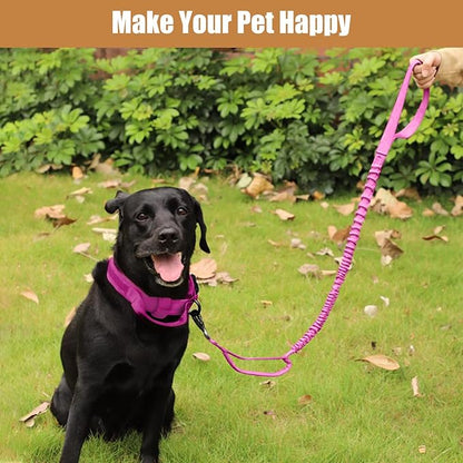 Tactical Dog Collar Leash Set, Adjustable Military Training Nylon Collar Dog Training with Control Handleand Metal Buckle, Dog Collar for Medium Large Dogs (Pink,M) ANTSWISH