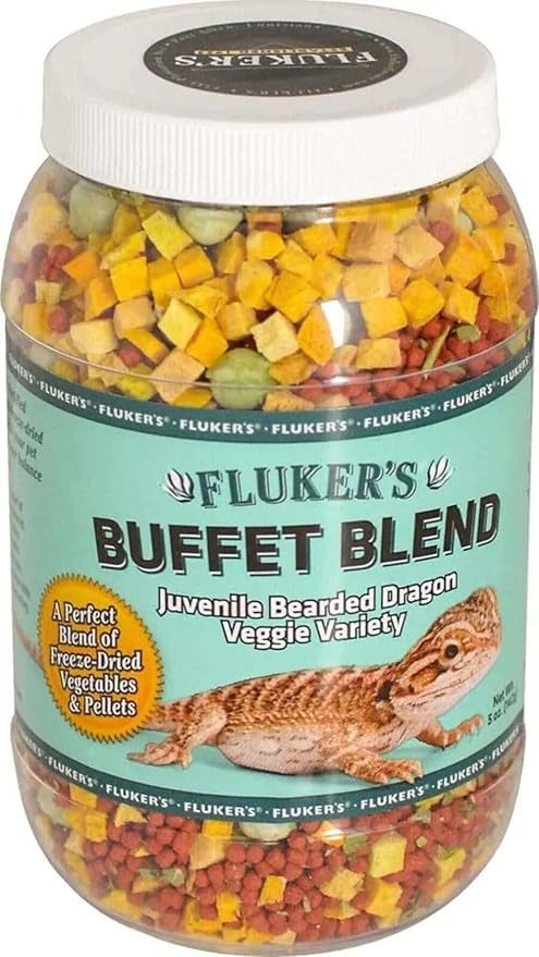Fluker's Buffet Blend Juvenile Bearded Dragon Veggie Variety Diet, 9-Ounces, Model: 76053 Flukers