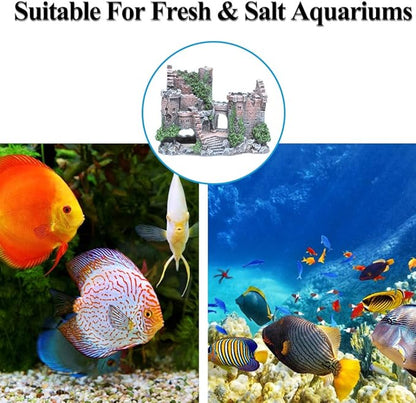 fazhongfa Aquarium Castle Air Bubbler Fish Tank Decorations for Betta Fish Ornament Small and Medium Fish Accessories Decor Betta House Toys (Air Pump is Not Include) fazhongfa