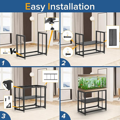 Fish Tank Stand 40 Gallon, Metal Aquarium Stand 36.5" L x 18.5" W*29.5”H, Double-Layer Storage Design, Suitable for Home and Office Use, 660LBS Capacity, Black (Tank not Included) TOCRETOARE