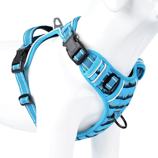 Timos Dog Harness for Lage Dogs No Pull,Front Clip Dog Walking Harness with Reflective Adjustable Soft Padded Vest and Easy Control Handle,No-Choke Pet Harness with 2 Metal Rings,Morning,L Timos