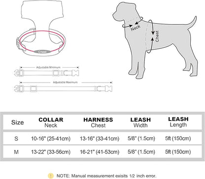 Didog Cute Small Dog Collar Harness & Leash Set, Adjustable Dog Collars and Leashes with Bowtie, Breathable Soft Mesh Padded Dog Vest for Puppies Small Dogs Walking,Pink, S Didog