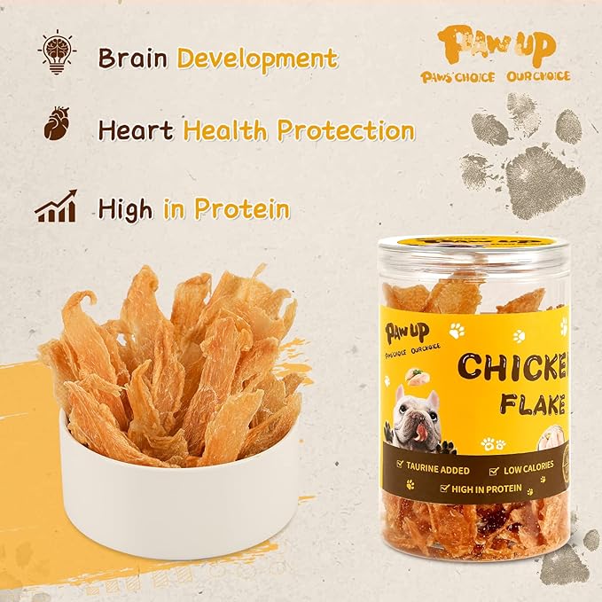 Chicken Jerky Crisp Flakes for Dog Treats, 1% Taurine Added, 6oz (170g), Chip Jerky, High Protein Chicken Dog Training Rewards, Rawhide-Free, Gluten-Free, and Grain-Free - PAWPICO