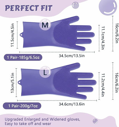 Pecute Pet Grooming Gloves, Large, Heat Resistant, Silicone Bathing and Massaging Gloves with High-Density Teeth and Enhanced Five Finger Design for Dogs and Cats, Purple - PAWPICO