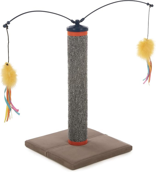 SmartyKat Scratch 'N Spin Carpet Cat Scratching Post with Spinning Wand Toys - Gray, One Size - PAWPICO