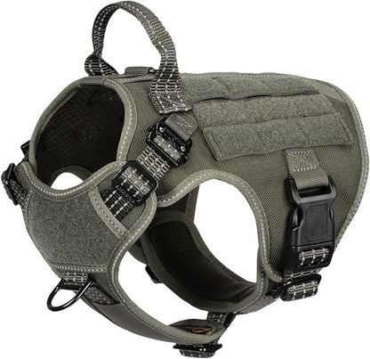 ICEFANG Tactical Dog Harness, Small Size,2X Metal Buckle,Working Dog MOLLE Vest with Handle,No Pulling Front Leash Clip,Hook and Loop Panel ICEFANGDIRECT