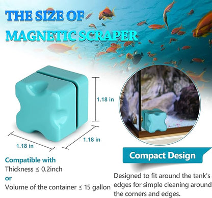 Magnetic Aquarium Fish Tank Glass Algae Scrapers Glass Cleaner Scrubber Clean [Compact, Scratch-Free, Non-Slip, Magnetizing] Mini Neptonion