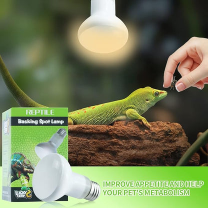 LUCKY HERP 2 Pack 50W Reptile Heat Lamp Bulb (2nd Gen), Amphibian Basking Light Bulb, Reptile Daylight Bulb for Turtle, Bearded Dragon, Lizard Heating Use LUCKYHERP