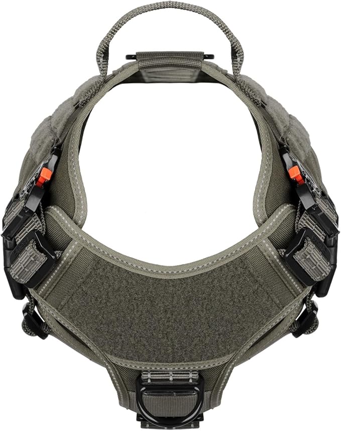 ICEFANG Tactical Dog Harness,X-Large Size, 2X Metal Buckle,Working Dog MOLLE Vest with Handle,No Pulling Front Leash Clip,Hook and Loop Panel - PAWPICO