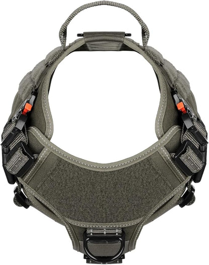 ICEFANG Tactical Dog Harness,X-Large Size, 2X Metal Buckle,Working Dog MOLLE Vest with Handle,No Pulling Front Leash Clip,Hook and Loop Panel - PAWPICO