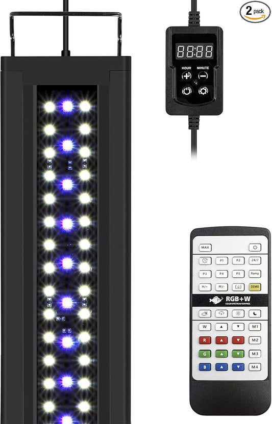 NICREW RGB+W 24/7 LED Aquarium Light with Controller, Full Spectrum Fish Tank Light for Planted Freshwater Tanks, Planted Aquarium Light with Extendable Brackets to 24-30 Inches, 21 Watts NICREW