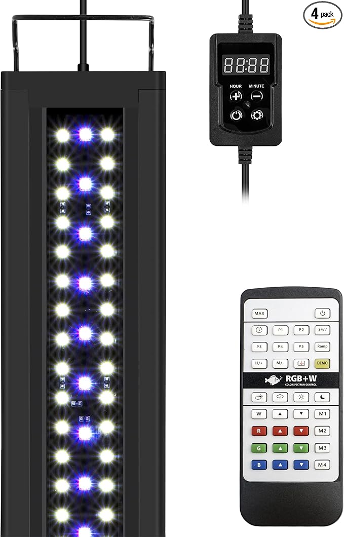 NICREW RGB+W 24/7 LED Aquarium Light with Controller, Full Spectrum Fish Tank Light for Planted Freshwater Tanks, Planted Aquarium Light with Extendable Brackets to 18-24 Inches, 17 Watts NICREW