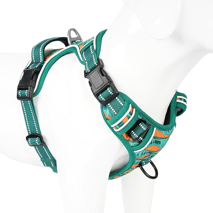 Timos No Pull Dog Harness,No Choke Front Clip Dog Reflective Harness,Adjustable Soft Padded Pet Vest with Easy Control Handle for X-Small Dogs,Wilderness,XS Timos