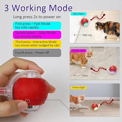 Cat Toys Interactive with Motion Activated & Chirping, Rolling Super Fast on Carpet Happy Party Game with Kittens - PAWPICO