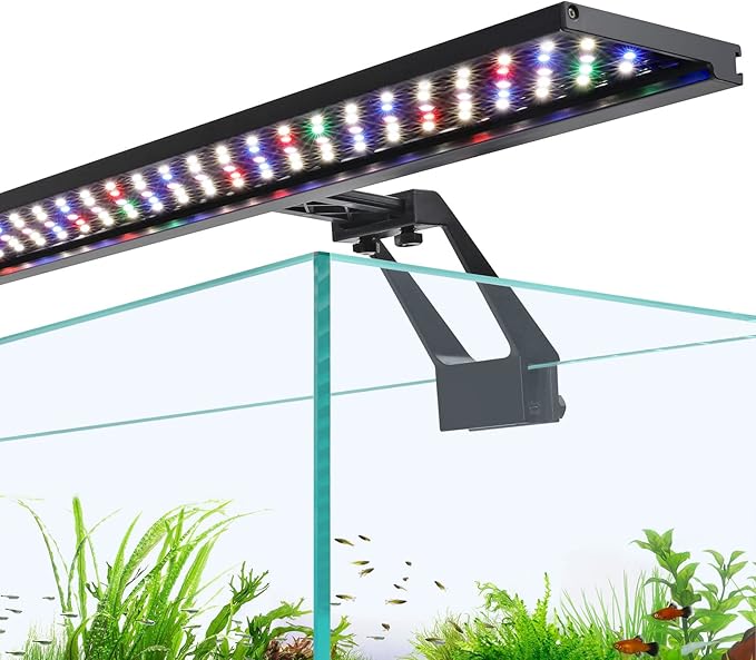 hygger Clip On Full Spectrum Aquarium LED Light, 26W Day-Night Dual Timer Sunrise-Day-Sunset-Moon Fish Tank Light, Adjustable Timer Brightness with 9 Colors for Planted Tank hygger