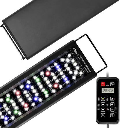 Advanced 7-Row LED Aquarium Light, Easy Setup Controller, Auto On Off Full Spectrum Fish Tank Light, 24/7 Lighting Cycle, 8 Colors, 10 Level Dimming, 20W for 12"-18" Freshwater Planted Tank Alidou