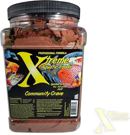 Xtreme Community Crave Flake - Krill & Spirulina Blend for Vibrant Colors, Immune Support and Digestive Health, Tropical & Freshwater Fish Nutrition – Premium Community Aquarium Food (8oz) XtremeAquaticFoods