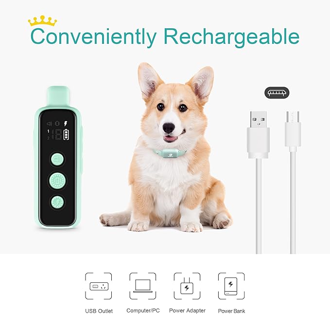 Bousnic Shock Collar for Dogs - Waterproof Rechargeable Dog Electric Training Collar with Remote for Small Medium Large Dogs with Beep, Vibration, Safe Shock Modes (8-120 Lbs) (Green) BOUSNIC