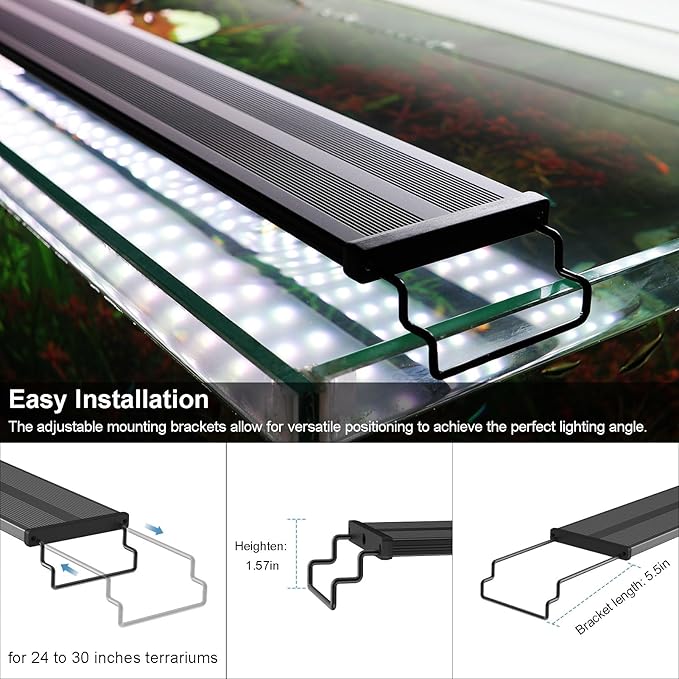 LED Aquarium Lights for 24 to 30 inches Fish Tank, 24W Full Spectrum Fish Tank Light Timer & Brightness Adjustable, Sunrise-Daylight-Moonlight Mode for Plants Danhh