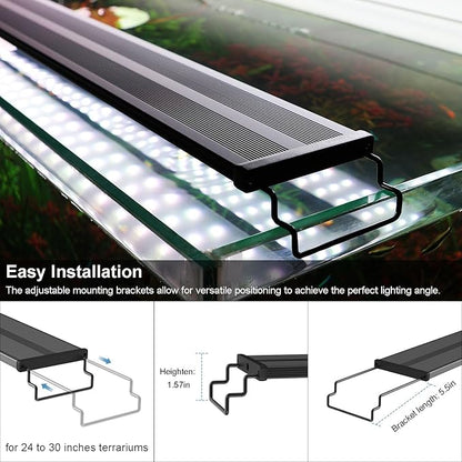 LED Aquarium Lights for 24 to 30 inches Fish Tank, 24W Full Spectrum Fish Tank Light Timer & Brightness Adjustable, Sunrise-Daylight-Moonlight Mode for Plants Danhh