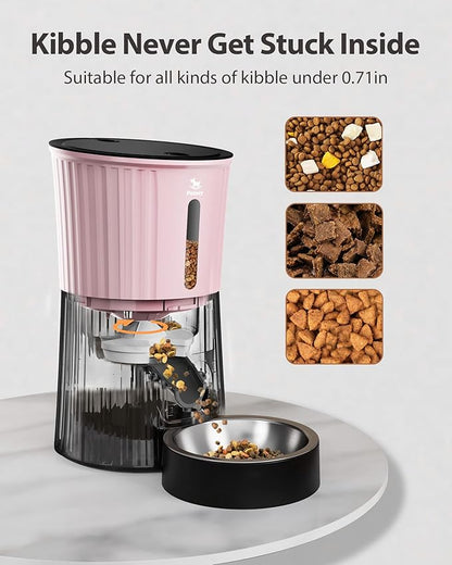 Petory Timed Automatic Cat Feeders - 4L Programable Dry Food Dispenser for Cats and Small Medium Dogs 6 Meals with Desiccant Bag Dual Power Supply 10S Voice Recorder - PAWPICO