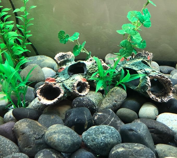 DoubleWood 3 PCS Decaying Trunk Aquarium Betta Fish Ornament Driftwood Resin Crafts Ornament for Aquarium Decoration Fish Tank Wood with Holes & Aquarium Caves Fish Tank Wood Decor DoubleWood