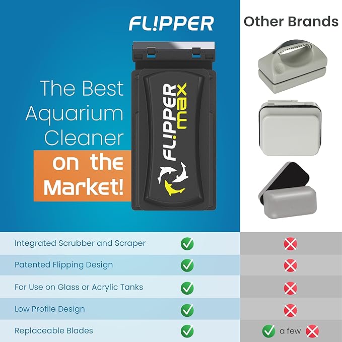 FL!PPER Flipper Magnetic Aquarium Glass Cleaner & Fish Tank Accessories | Effortless Algae Remover for Fish Tank (Max) FLPPER