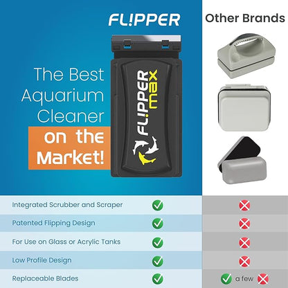 FL!PPER Flipper Magnetic Aquarium Glass Cleaner & Fish Tank Accessories | Effortless Algae Remover for Fish Tank (Max) FLPPER