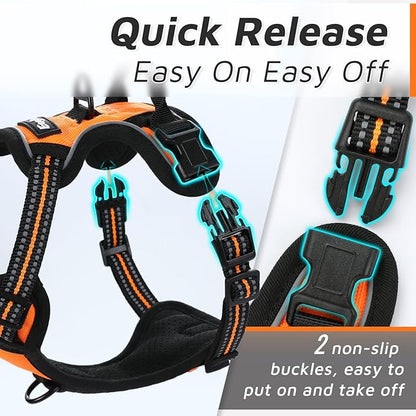 Eagloo Small Dog Harness No Pull, Service Vest with Reflective Strips and Control Handle, Adjustable and Comfortable for Easy Walking, No Choke Pet Harness with 2 Metal Rings, Orange, XS GoExplorewithEagloo