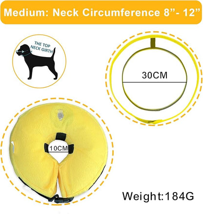 Dog Cone Collar, Inflatable Dog Cone After Surgery for Small Medium Large Dogs, Soft Dog Cone of Alternative with Enhanced Anti-Licking Guard Shield for Pets (Yellow, M (Neck: 9"-12")) RoyalClaws