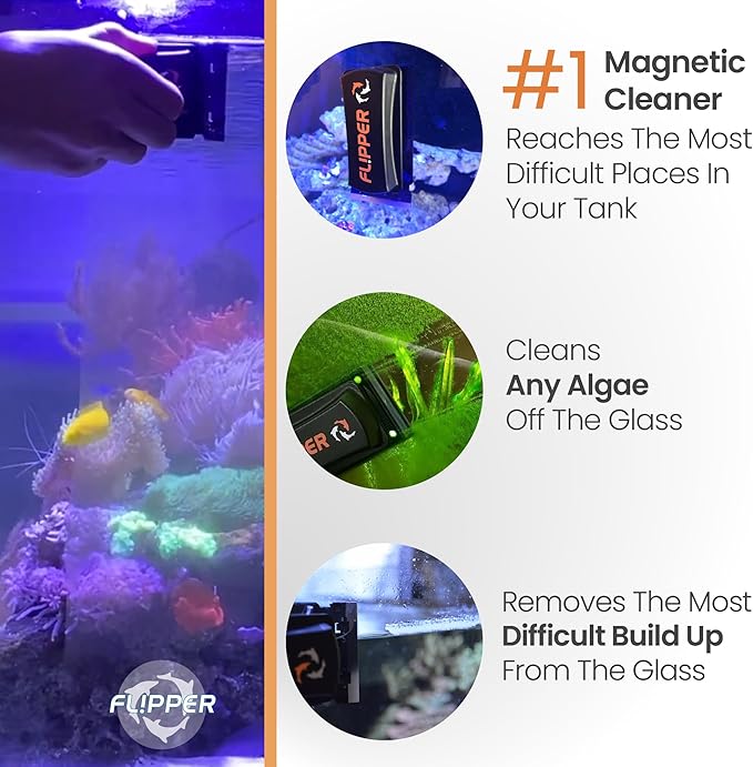 FL!PPER Flipper Magnetic Aquarium Glass Cleaner & Fish Tank Accessories | Effortless Algae Remover for Fish Tank (Standard) FLPPER