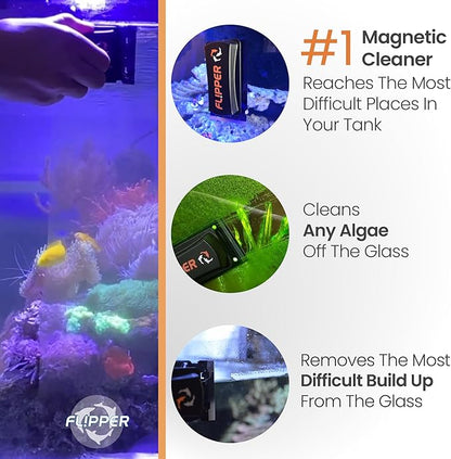 FL!PPER Flipper Magnetic Aquarium Glass Cleaner & Fish Tank Accessories | Effortless Algae Remover for Fish Tank (Standard) FLPPER