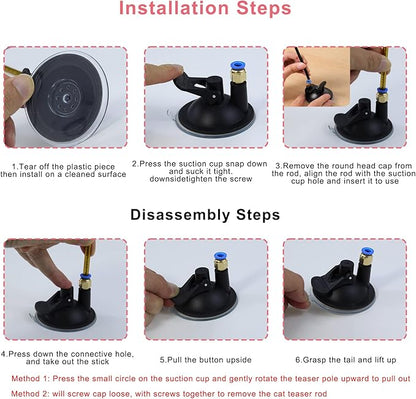 Interactive Bird Simulation Cat Toy Set Suction Cup Cat Wand Toy for Indoor Cats Suitable for Kitten to Play Exercise - PAWPICO