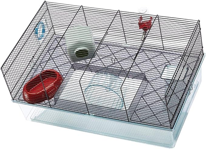 Ferplast Favola Hamster Cage Includes Free Water Bottle, Exercise Wheel, Food Dish & Hamster Hide-Out Large Hamster Cage Measures 23.6L x 14.4W x 11.8H-Inches Ferplast
