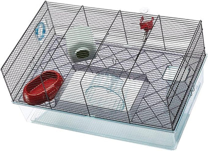 Ferplast Favola Hamster Cage Includes Free Water Bottle, Exercise Wheel, Food Dish & Hamster Hide-Out Large Hamster Cage Measures 23.6L x 14.4W x 11.8H-Inches Ferplast