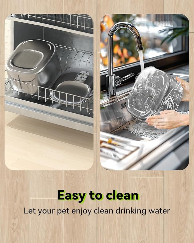 Wireless Cat Water Fountain, 135 fl oz/4L Battery Operated Cat Fountain Stainless Steel with Water Level Window, 3 Work Modes, Cordless Pet Water Fountain for Cats, Dogs, Pets, Inside - PAWPICO