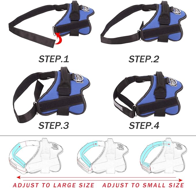 Bolux Dog Harness, No-Pull Reflective Dog Vest, Breathable Adjustable Pet Harness with Handle for Outdoor Walking - No More Pulling, Tugging or Choking (Blue, S) Bolux