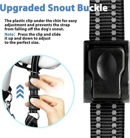 BARKLESS Soft Dog Head Collar, Padded No Pull Head Halter, Training Nose Leash with Safety Link for Medium Large Dogs, Adjustable Muzzle Leash, Easy Control for Walking Barkless