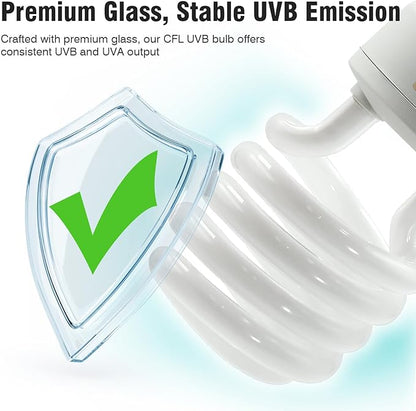MIXJOY UVB Bulbs for Reptiles 10.0, 26W Desert UVA UVB Light, Compact Fluorescent UVB Lamp for Reptiles, UVB Light for Bearded Dragon, Tortoise, and Other Lizards MIXJOY