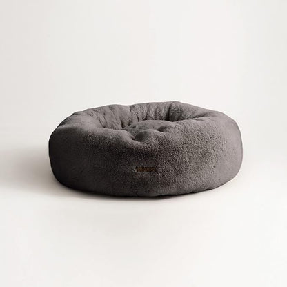 UnHide Floof Pet Bed - Medium (28" x 10") - Extra Soft Dog Bed - Removable Faux Fur Cover - Machine Washable - Helps Ease Pet Anxiety & Provides The Perfect Sleep - Charcoal Charlie - PAWPICO