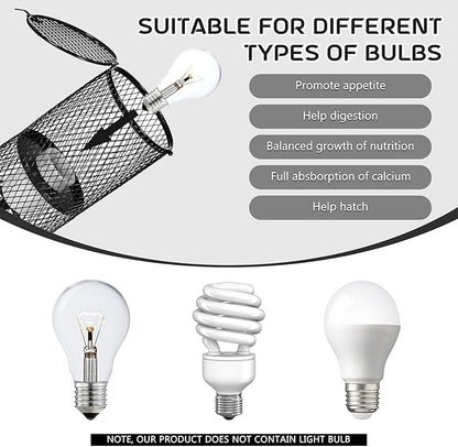 VIHOSE 4 Pcs Reptile Heat Lamp Guard with 150W Ceramic Heat Emitter Basking Anti Scald Heating Lamp Holder Mesh Cage Reptile Protection Lampshades for Reptile Lizard Snake Chick, Bulb Not Included VIHOSE