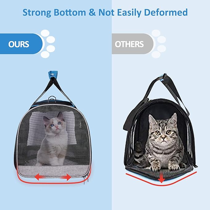 BurgeonNest Cat Carrier for Large Cats 20 lbs,Medium Cats Under 25 lbs,2 Cats and Small Dogs with Unique Side Bag,Top Load Pet Carrier Soft-Sided Escape Proof with 4 Ventilated Windows - PAWPICO