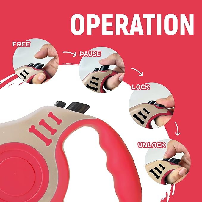 Retractable Dog Leash Automatic Telescopic Tractor Dog Tape, Pet Tape 10/16 FT Durable and Convenient, with Folding Bowl, Dispenser, Rubbish Bags, Suitable for Small and Medium Dogs LIEVUIKEN