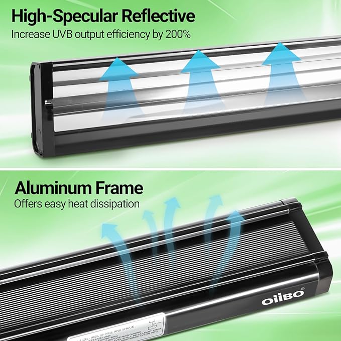 OiiBO T5 HO Reptile Light Fixture UVB Lighting Combo Kit, Reptiles Terrarium Lamp Hood Light Fixture Include UVB 5.0 Rainforest Reptile Light for Chameleon Arboreal Geckos Lizard (39W) OIIBO