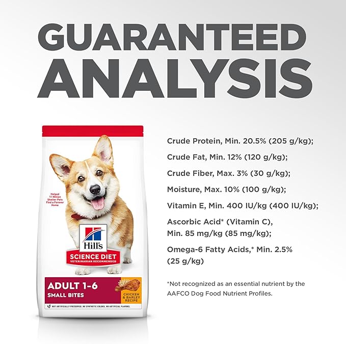 Hill's Science Diet Adult 1-6, Adult 1-6 Premium Nutrition, Small Kibble, Dry Dog Food, Chicken & Barley, 15 lb Bag - PAWPICO