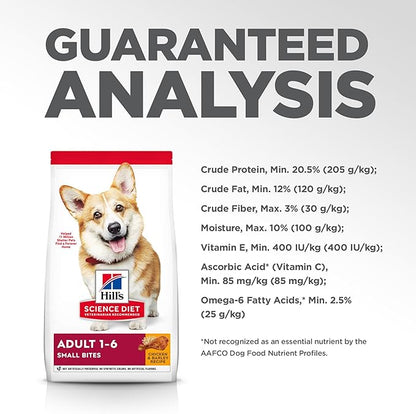 Hill's Science Diet Adult 1-6, Adult 1-6 Premium Nutrition, Small Kibble, Dry Dog Food, Chicken & Barley, 15 lb Bag - PAWPICO
