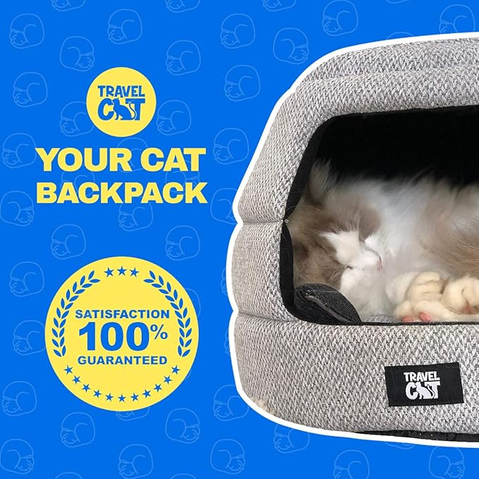 Travel Cat Meowbile Indoor Cat House - 25x18x17 inches Premium Convertible and Durable Hideaway Cat Bed and Cave - Soft Gray Collapsible and Easy to Clean, Padded, Comfortable and Cozy Cat Bed Cave - PAWPICO