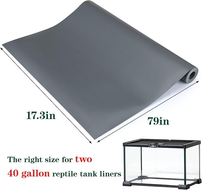 Bearded Dragon Tank Accessories, Reptile Terrarium Carpet Substrate for Leopard Gecko, Lizard, Iguana, Snake, Tortoise, Non-Adhesive Reptile Habitat Bedding(Gray 79inch) Vodolo